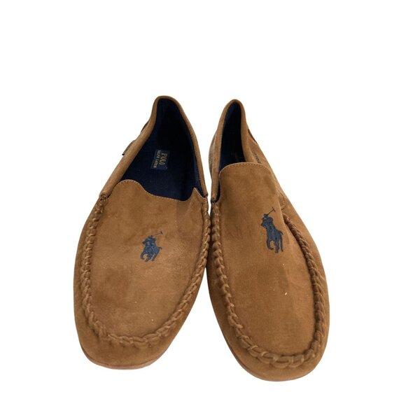 Polo Ralph Lauren mens Size 13 Brown collins moccasin Embroidered Logo slipper - Picture 2 of 8